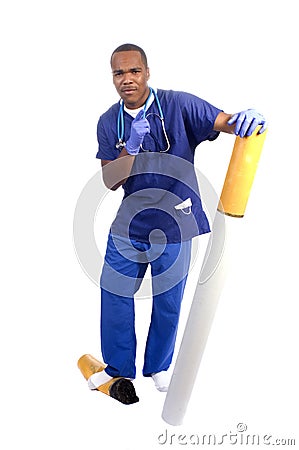 Doctor with message about smoking Stock Photo
