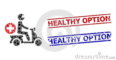 Doctor Motorbike Star Mosaic and Healthy Option Grunge Seals Stock Photo