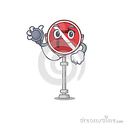 Doctor no right turn isolated with mascot Vector Illustration