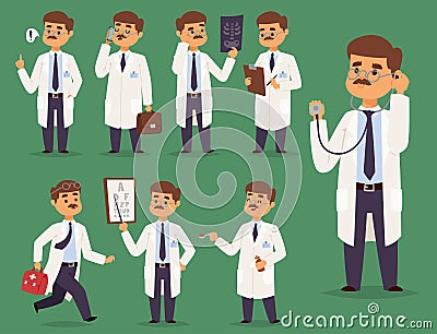 Doctor nurse character vector medical man staff flat design hospital team people doctorate illustration. Vector Illustration