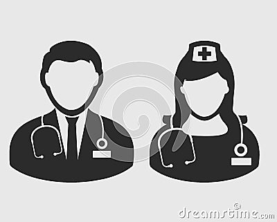 Doctor and Nurse Icon . Vector Illustration