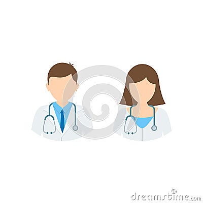 Doctor and Nurse Medicine flat colored iconset. Medical icon collection, vector illustration Vector Illustration