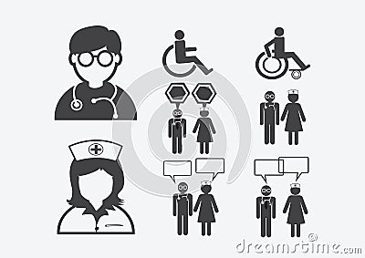 Doctor Nurse Patient Sick Icon Sign Symbol Pictogram Stock Photo