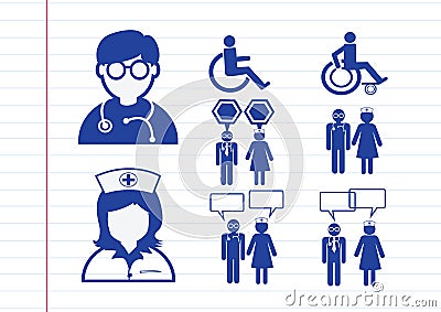 Doctor Nurse Patient Sick Icon Sign Symbol Pictogram Stock Photo