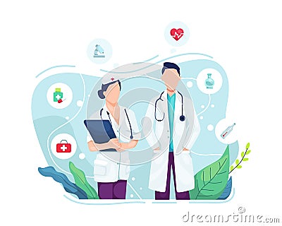 Doctor and nurse portrait Vector Illustration