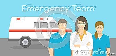 Doctor and nurses ambulance personnel Vector Illustration