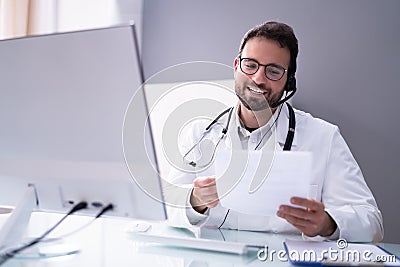 Doctor Online Consult Video Call Stock Photo