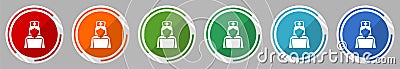 Doctor online, emergency, hospital icon set, vector illustration in 6 colors options for webdesign and mobile applications, flat Vector Illustration