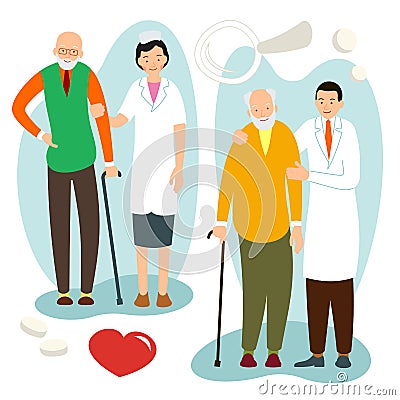 Doctor and patient. Concept of medical examination and diagnosis of older people. Doctor consultation. Character for medical Stock Photo
