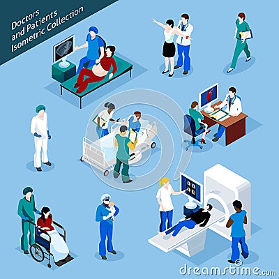 Doctor And Patient Isometric People Icon Set Vector Illustration