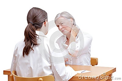 Doctor patient neck pain tension Stock Photo