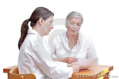 Doctor patient paper white background Stock Photo