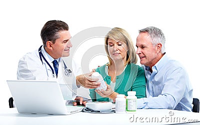 Doctor and patient senior couple. Stock Photo