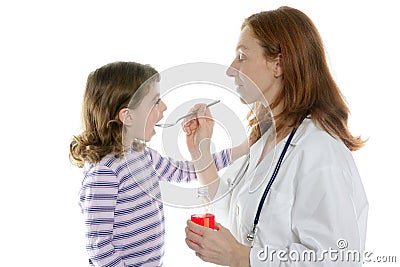 Doctor pediatrician woman spoon medicine Stock Photo