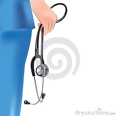 Doctor with phonendoscope. First aid. Vector Illustration