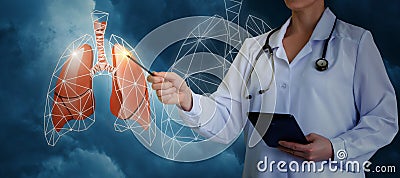 Doctor points to the lungs. Stock Photo