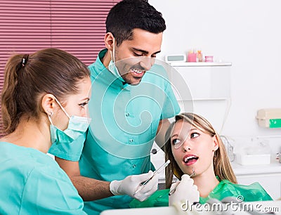Doctor and positive patient at clinic Stock Photo