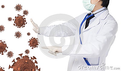Doctor prevented the virus floating in the air Stock Photo