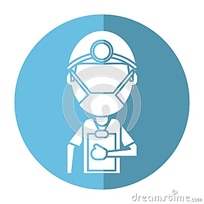 Doctor professional surgery mask hat clipboard shadow Vector Illustration