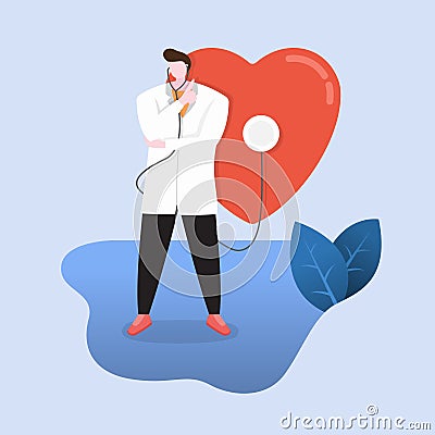 Doctor Provide Counseling Importance of Caring for Heart Health Flat Design Illustration Vector Illustration