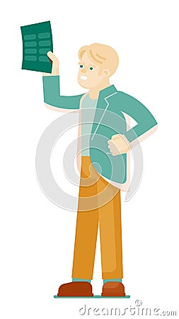 Doctor radiologist examining X-ray isolated on white Vector Illustration