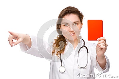 Doctor with red card Stock Photo