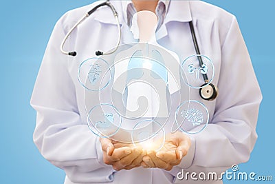 The doctor represents the internal organs. Stock Photo