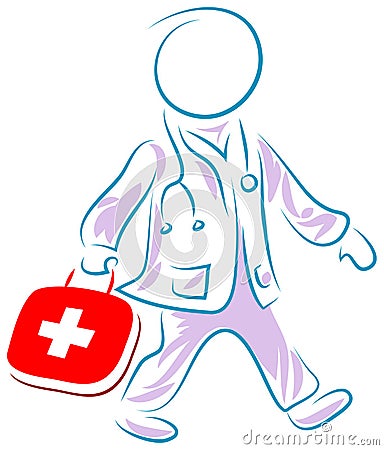 Doctor run to first aid Vector Illustration