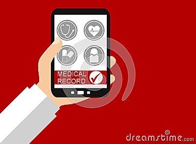 Smartphone: Medical Record - Flat Design Stock Photo