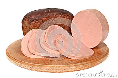 Doctor's sausage and the Borodino rye bread on Stock Photo