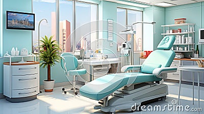 Doctor's workplace in interior of modern medical office Stock Photo