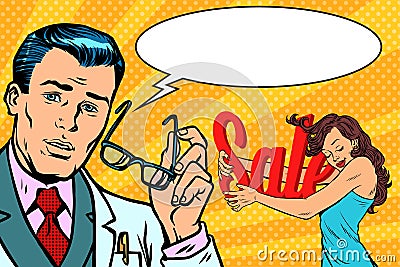 Doctor and Shopaholic woman Vector Illustration