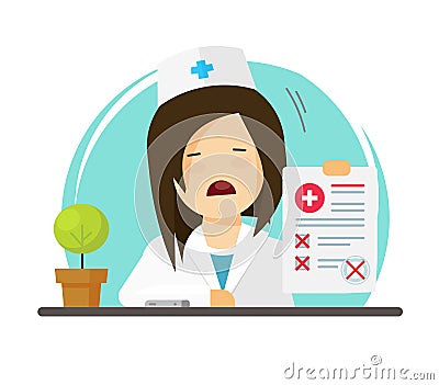 Doctor showing bad diagnosis results vector illustration, flat cartoon unhappy woman medic, physician with paper Vector Illustration