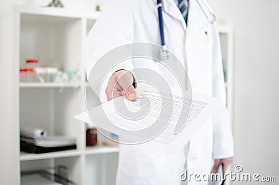 Doctor showing medical notes Stock Photo