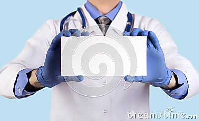 The doctor shows empty card Stock Photo