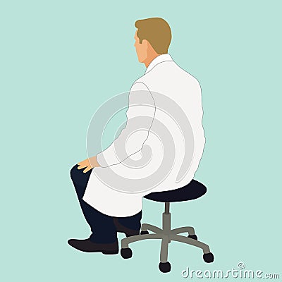 Doctor Sitting On Stool Vector Illustration