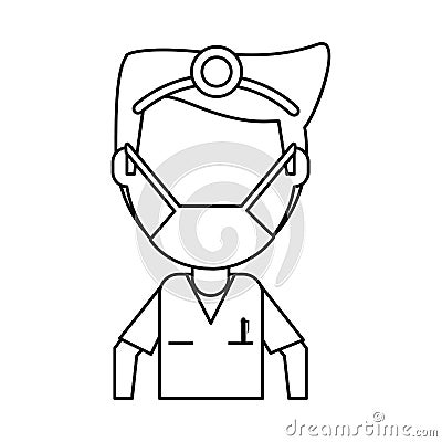 Doctor specialist mask medical thin line Vector Illustration
