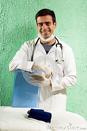 Doctor Standing In Doctors Office - Vertical Stock Image