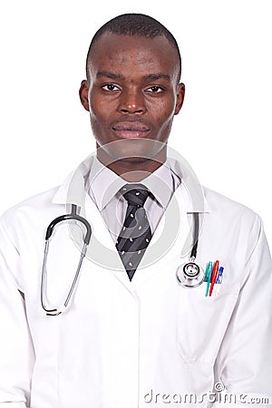 Doctor standing with a sthetoscop on the neck Stock Photo