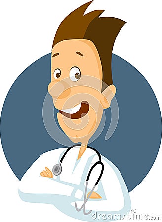 Doctor with Stethoscope - Flat Vector Illustration of Upper Body Vector Illustration