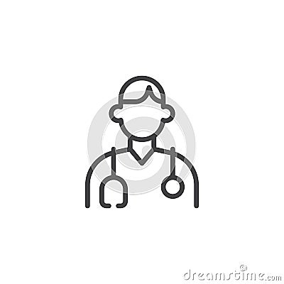 Doctor with stethoscope line icon Vector Illustration