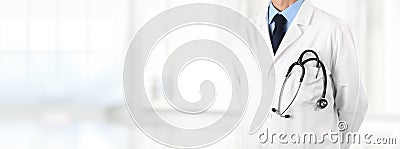 Doctor with stethoscope in pocket, banner web Stock Photo