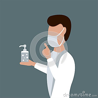 Doctor suggest to use hand sanitizer vector illustration Vector Illustration