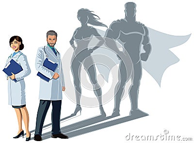 Doctor Superheroes Shadow Vector Illustration