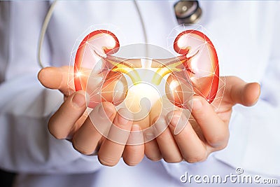 Doctor supports kidneys healthy. Stock Photo