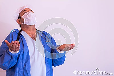 Health professional with his uniform on a neutral background Stock Photo