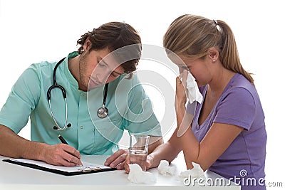 Doctor prescribing antidepressants Stock Photo