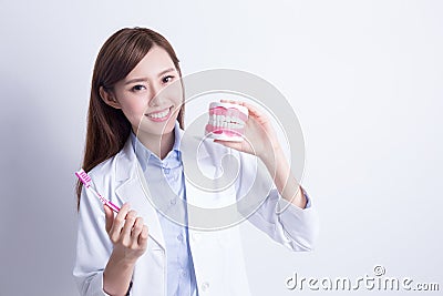 Doctor teach you brush teeth. Stock Photo