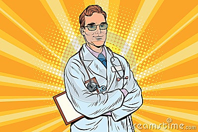 Doctor therapist confident smiles Vector Illustration