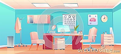 Doctor therapist office with stuff and equipment Vector Illustration